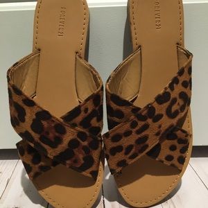 Animal print flip flops